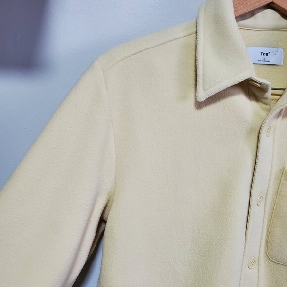 TNA Aritzia Fleece Button-Up Shirt Jacket Shacket Butter Yellow Women's Small - Picture 5 of 12